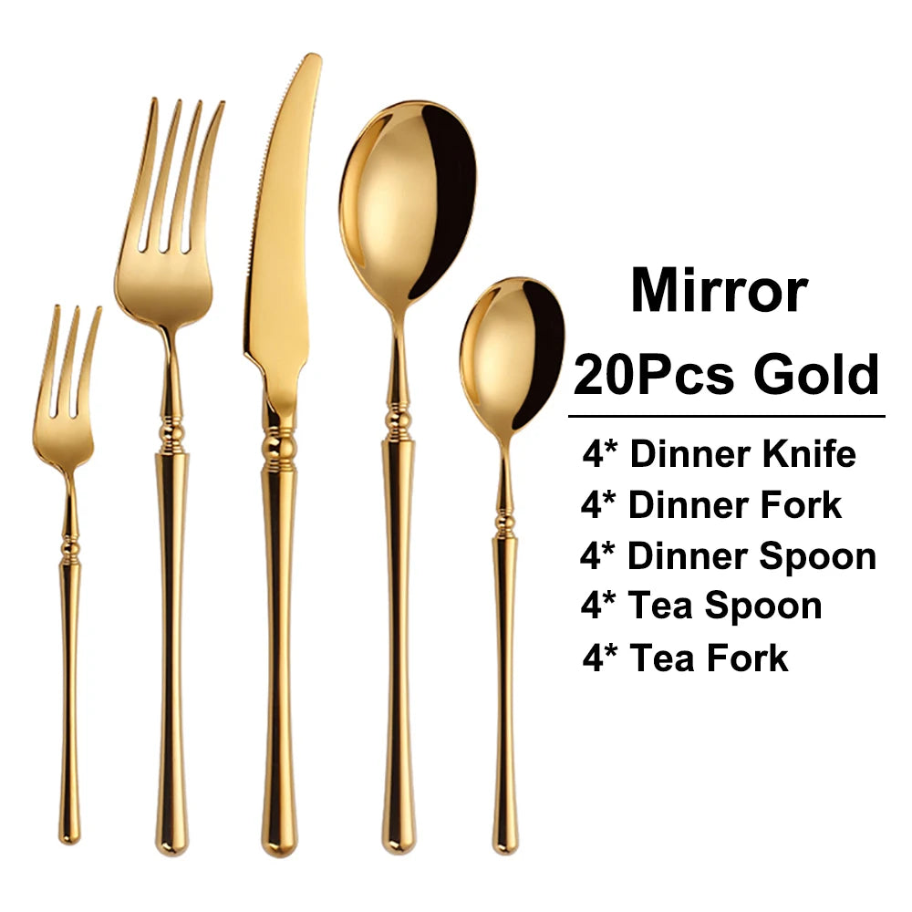 Metal Gold Cutlery Set Tableware