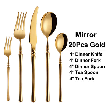 Metal Gold Cutlery Set Tableware