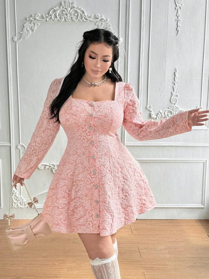 Square Collar A-Line Dress