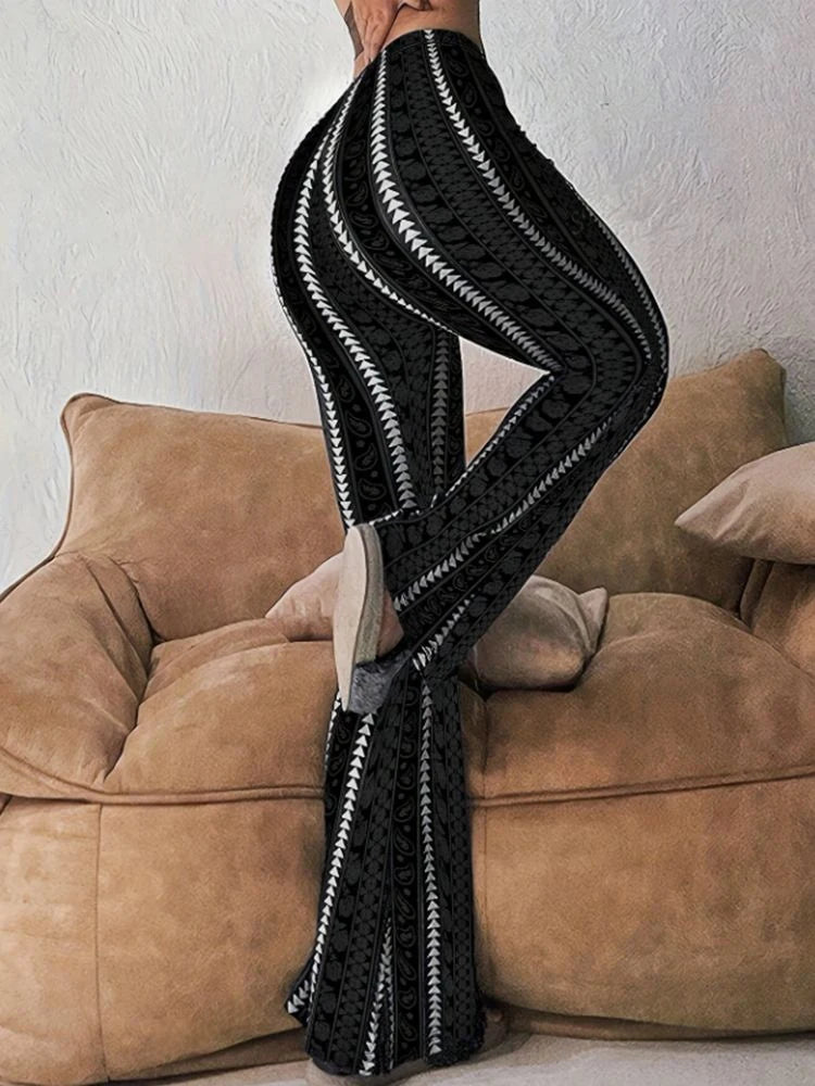 Retro Print Flared Leggings