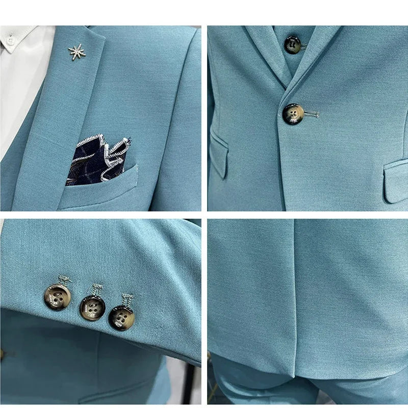 Jacket Pants Solid Color Suit