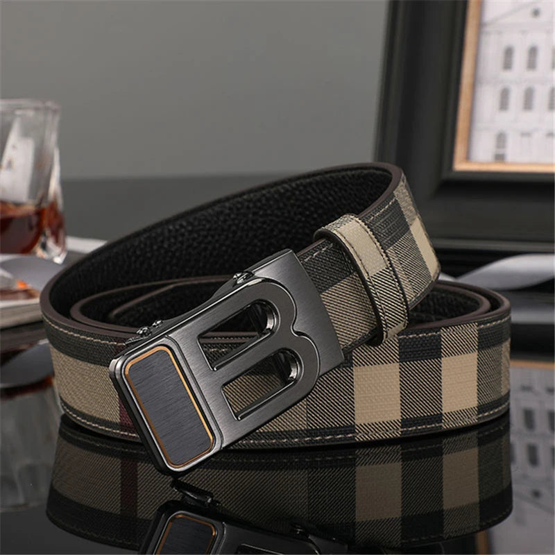 Wide leather canvas belt