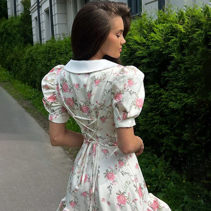 Puff Sleeve Ruffled Dress