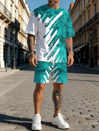 Irregular 3D Print T-Shirt Set