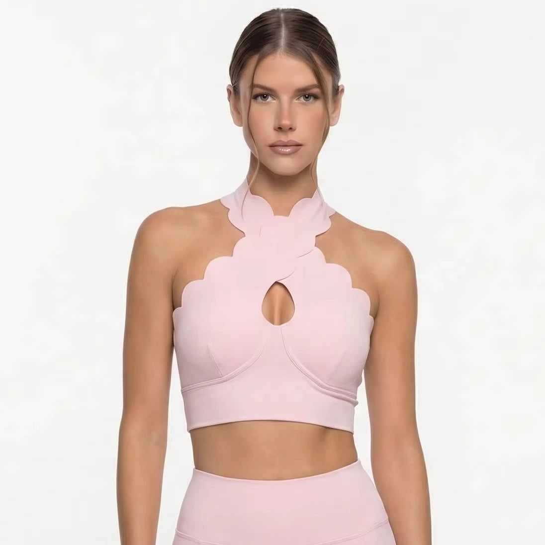 Lace Cross-Gather Yoga Vest