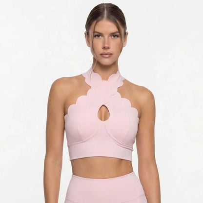Lace Cross-Gather Yoga Vest