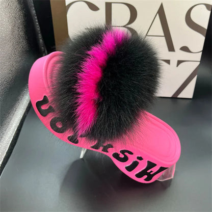 Fur Wedge Party Sandals