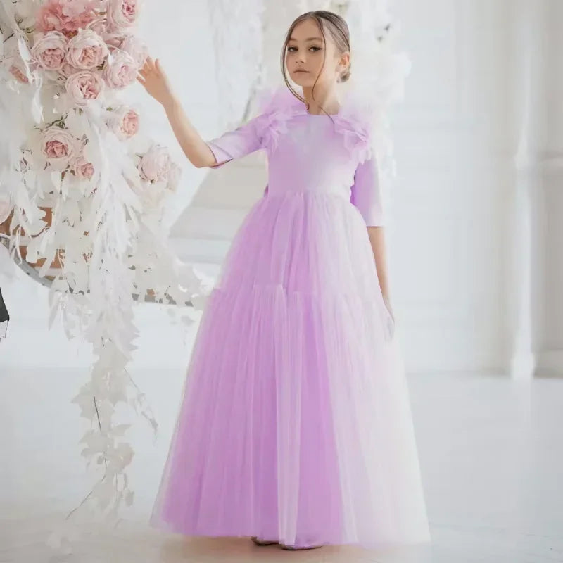 Princess Pink Flower Girl Dress