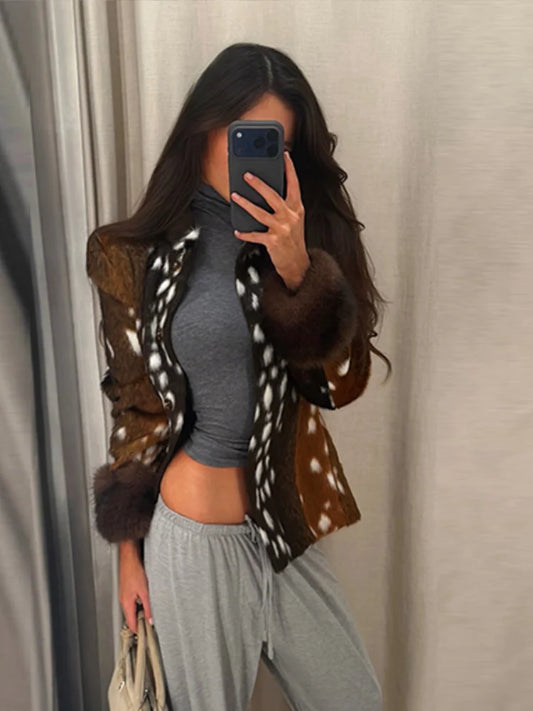 Spotted Faux Fur Jacket
