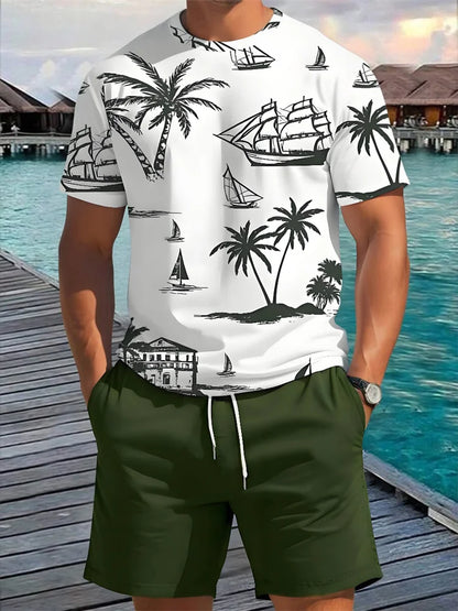 Hawaiian Print T-Shirt Shorts Set