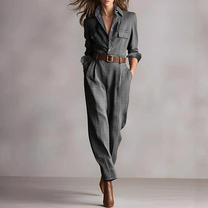Plaid Button Jumpsuit
