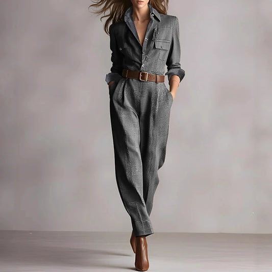 Plaid Button Jumpsuit