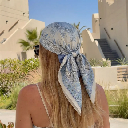 Floral Print Square Silk Scarf