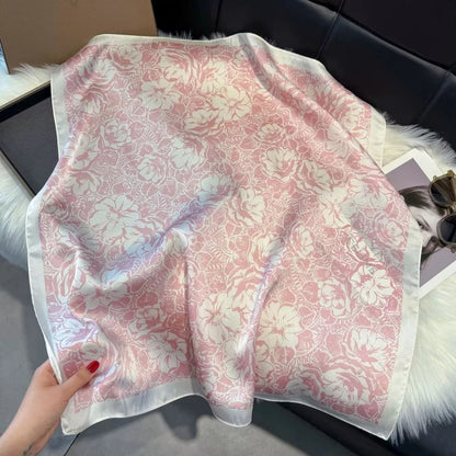 Floral Print Square Satin Scarf