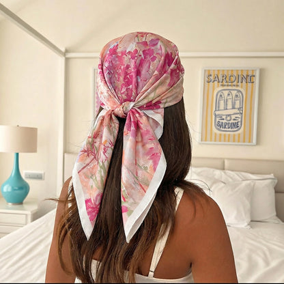 Dot Print Square Silk Scarf