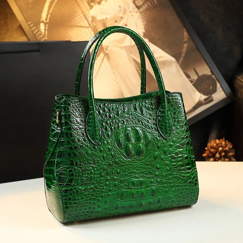 Polyester Zipper Shoulder Bag Crocodile