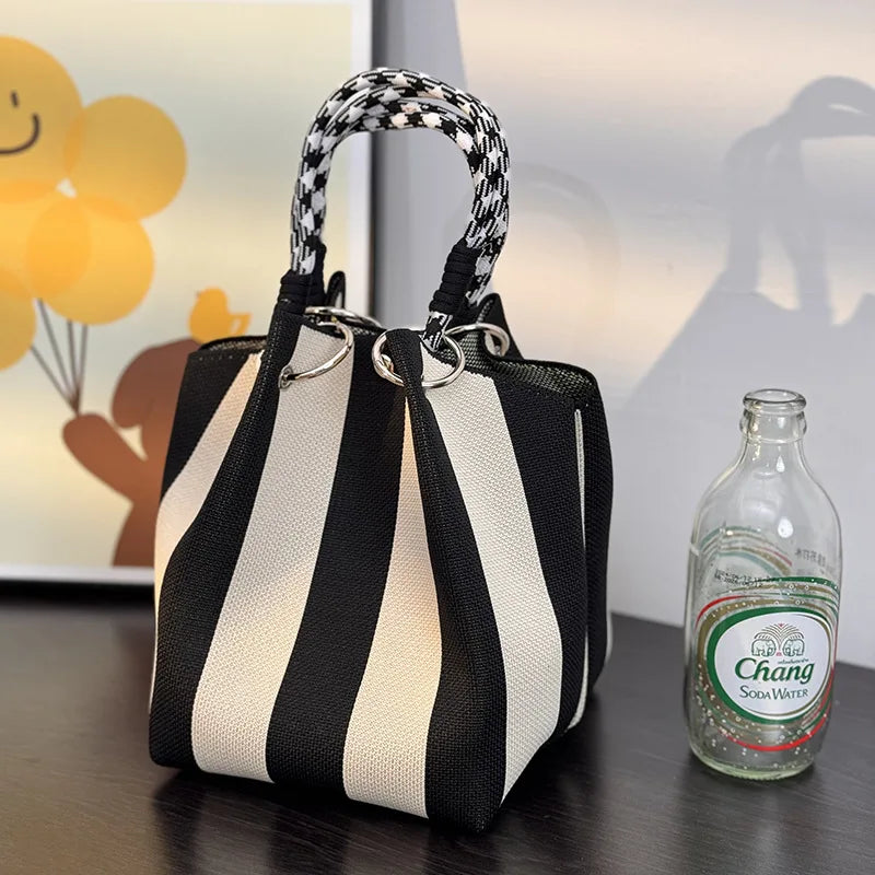 Colorful Stripe Bucket Handbag