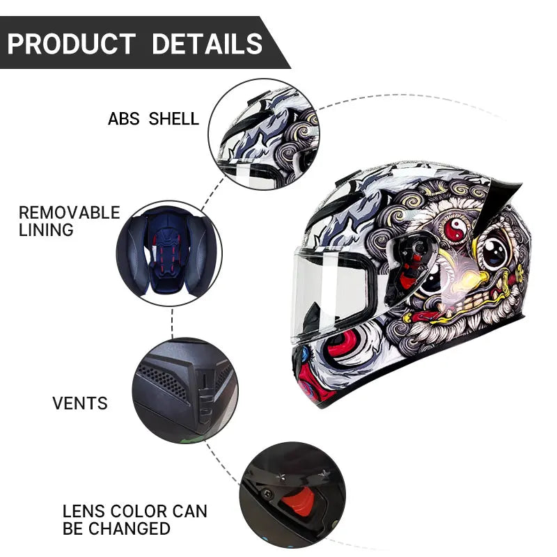 KEAZ Retro Vintage Full-Face Helmet