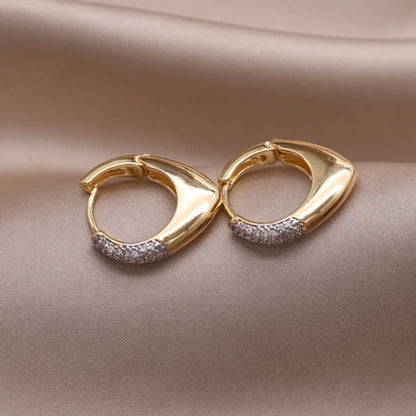 Two-Tone Zircon Ball Hoop Earrings