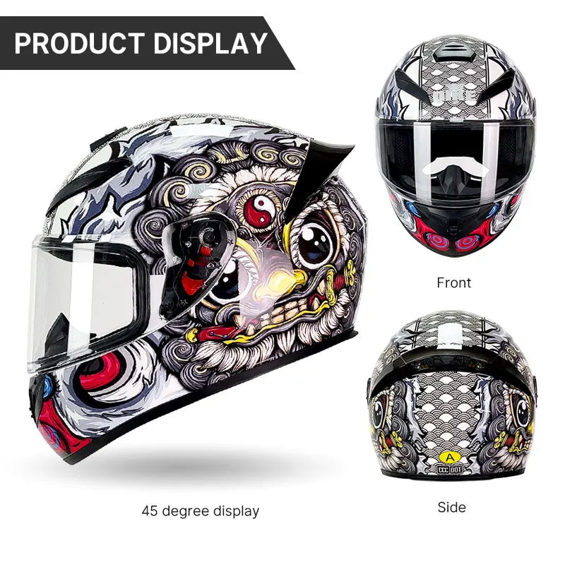 KEAZ Retro Vintage Full-Face Helmet