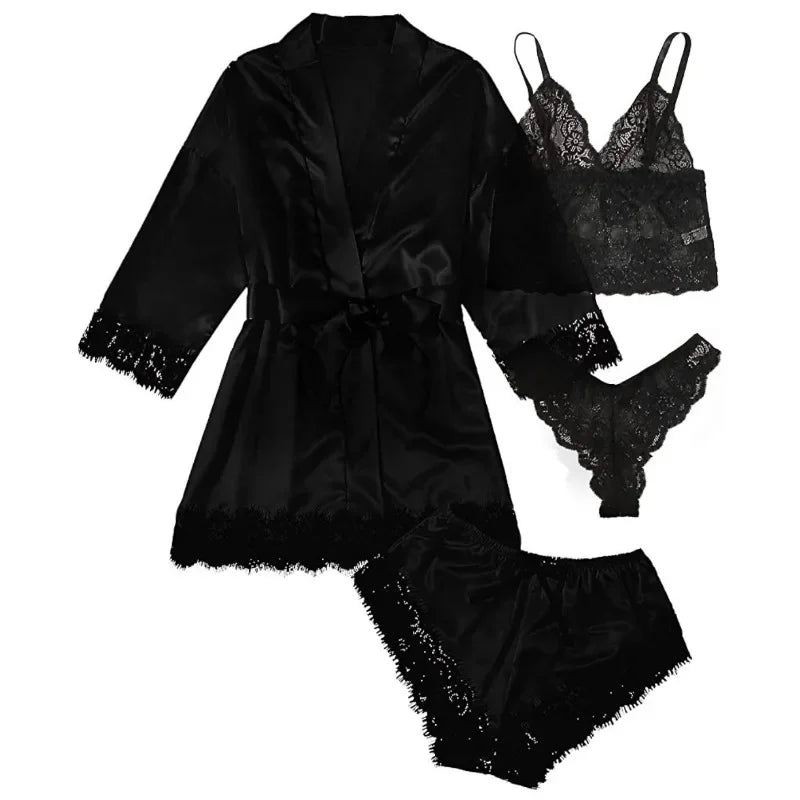 4PCS Woman Bathrobe Set