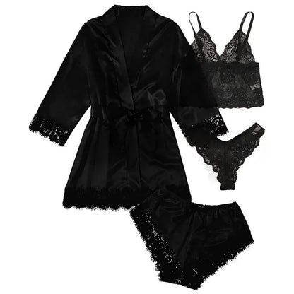 4PCS Woman Bathrobe Set