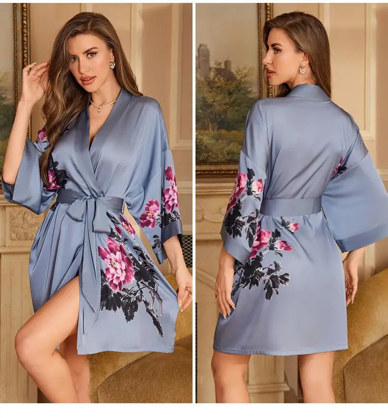Printed Satin Lounge Robe