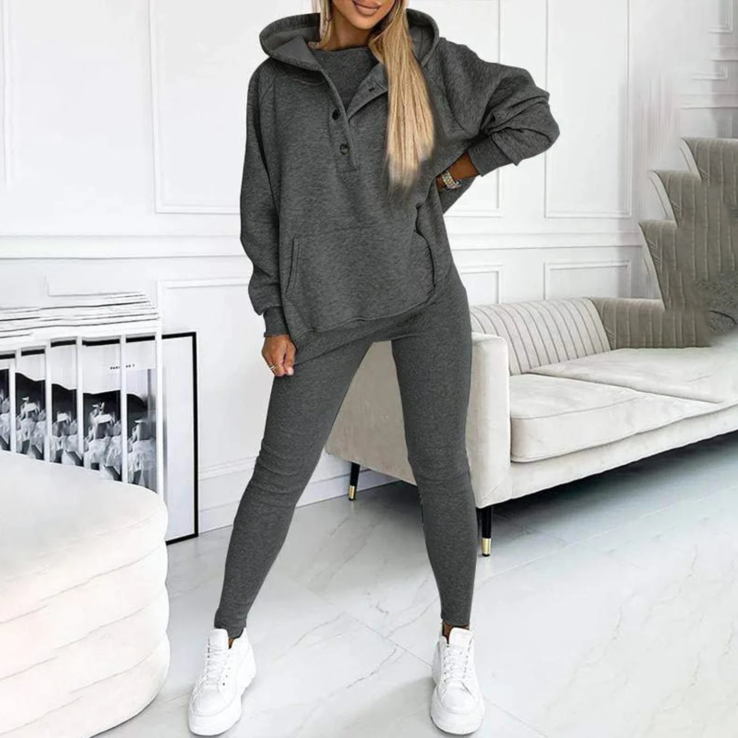Women 2-Piece Hooded Sweatshirt Joggers Set