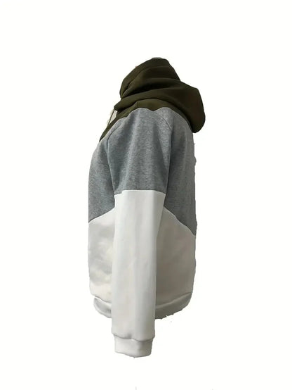 Colorblock Drawstring Hooded Sweatshirt