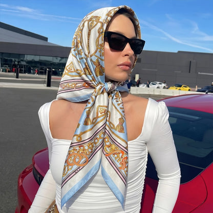 Satin Paisley Square Scarf
