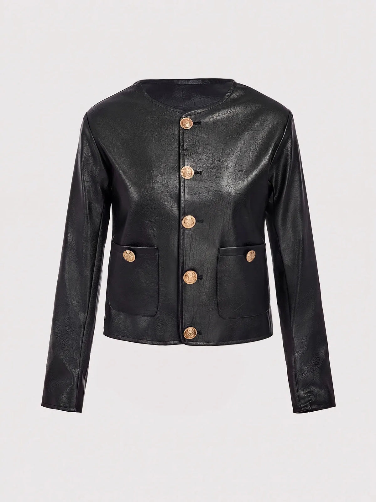 Single-Breasted Faux Leather Jacket