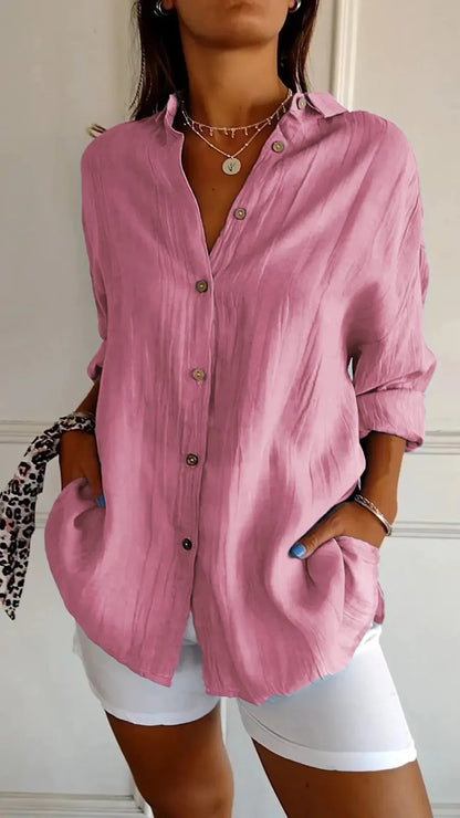 Women Solid Color Street Shirt