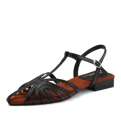 Low Heel T-Strap Roman Sandals for Women