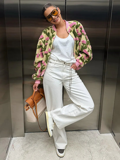 3D Flower Embossed Jacket