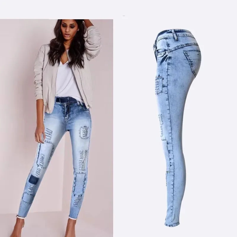 Patchwork Skinny Jeans