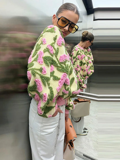 3D Flower Embossed Jacket
