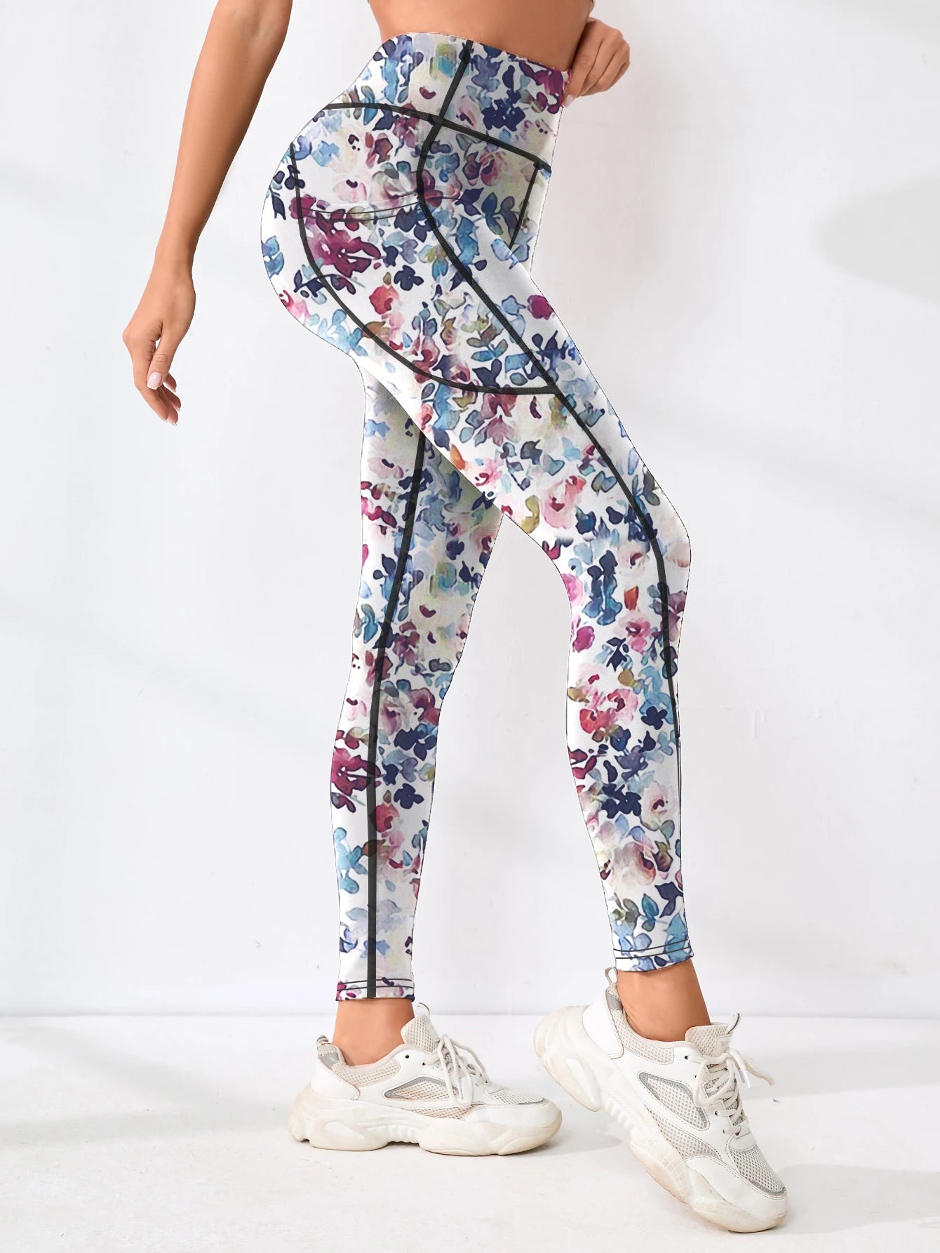 Printed Pocket Tummy-Control Pants