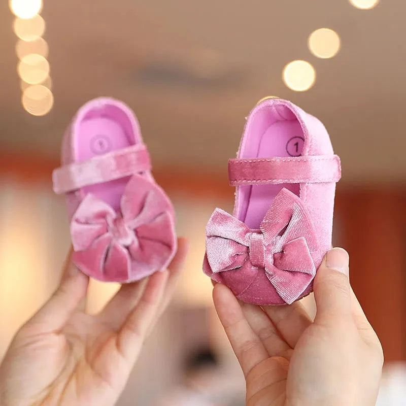 Flannelette Bow Baby Flats