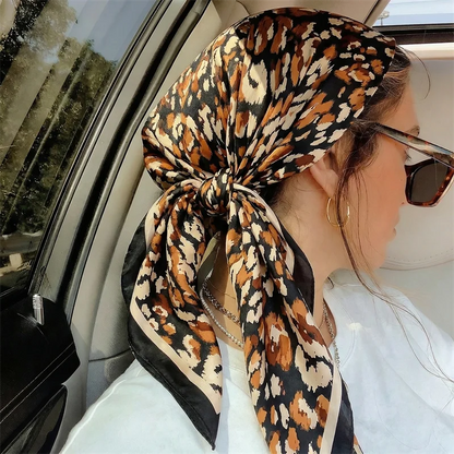 90cm Leopard Print Silk Hairbands