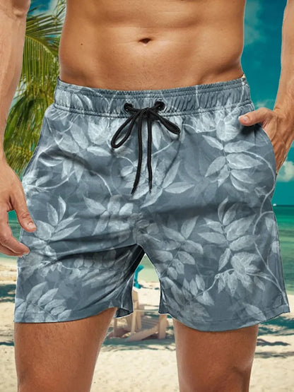 3D Floral Print Swim Trunks