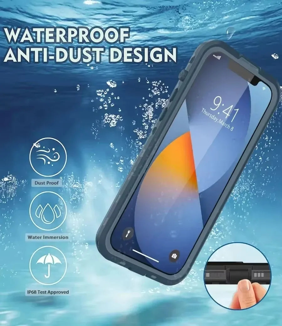 Full Body Waterproof Case for iPhone 15 Pro Max | 15 Pro | 14 Pro Max | 14 Pro | 13 Pro Max | 13 Pro