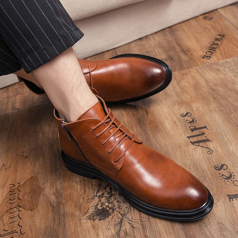 Round-Toe Zippered Ankle Boots