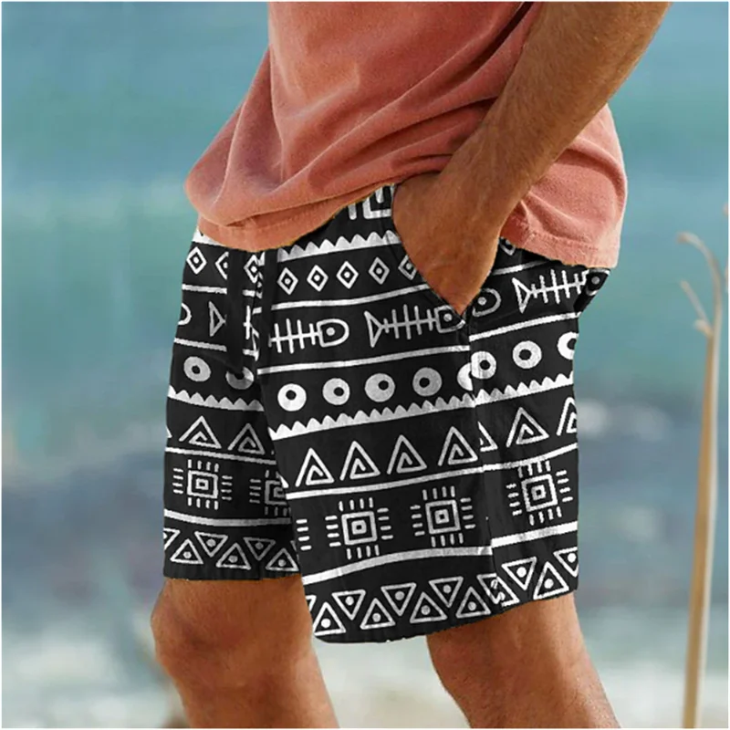 Geometric 3D Print Beach Shorts