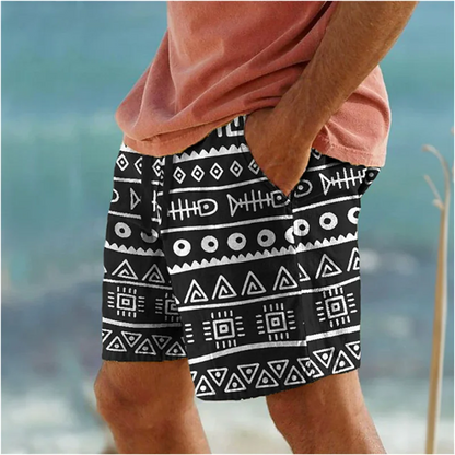 Geometric 3D Print Beach Shorts