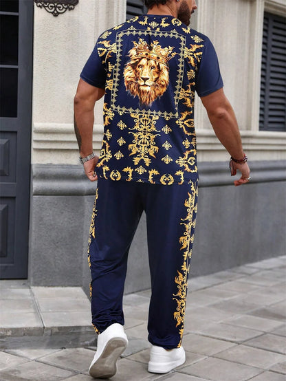 Summer Short Sleeve Trousers Suit