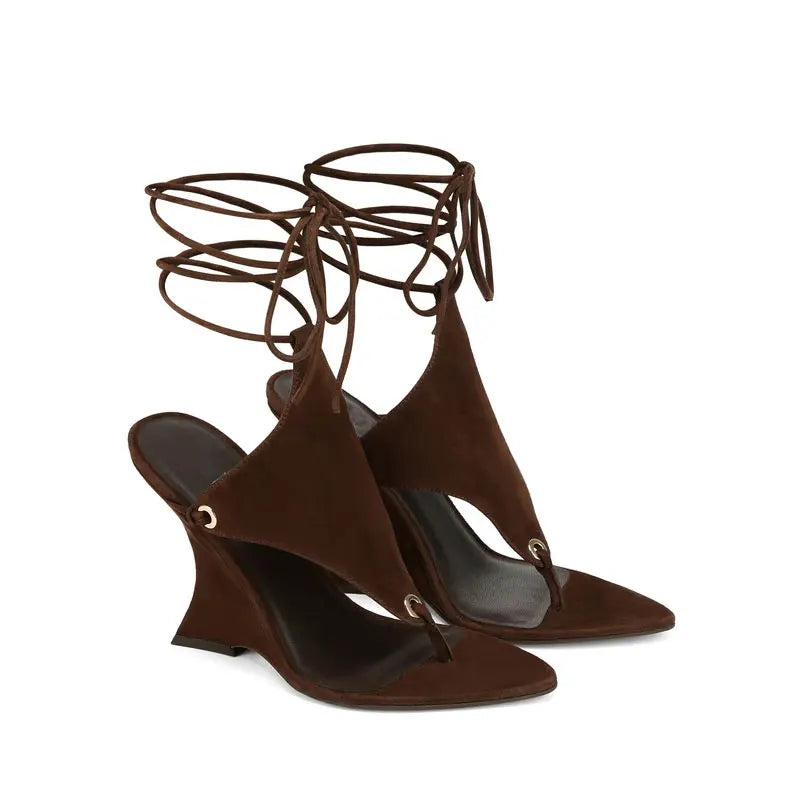 Chunky Wedge Lace-Up Sandals