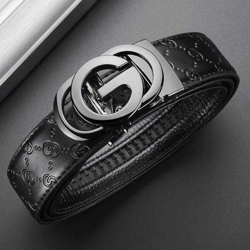 Cowskin Business Belt Automatic Buckle
