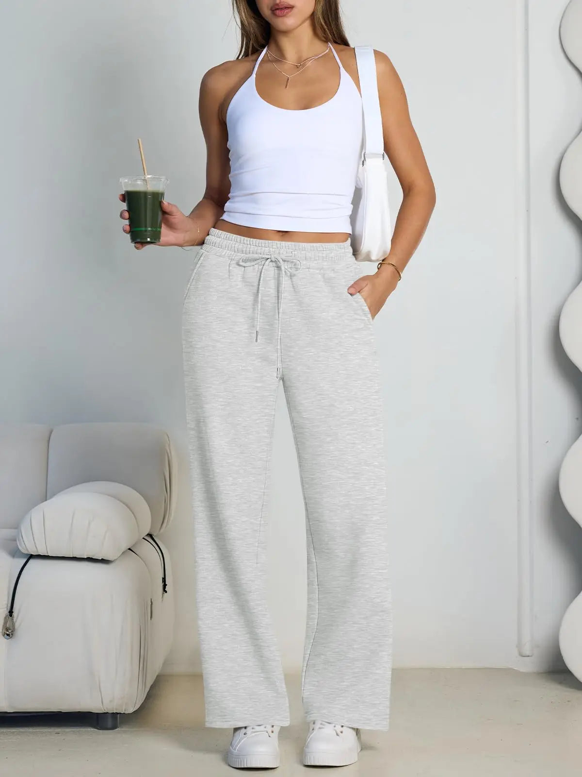 Wide-Leg Baggy Drawstring Joggers