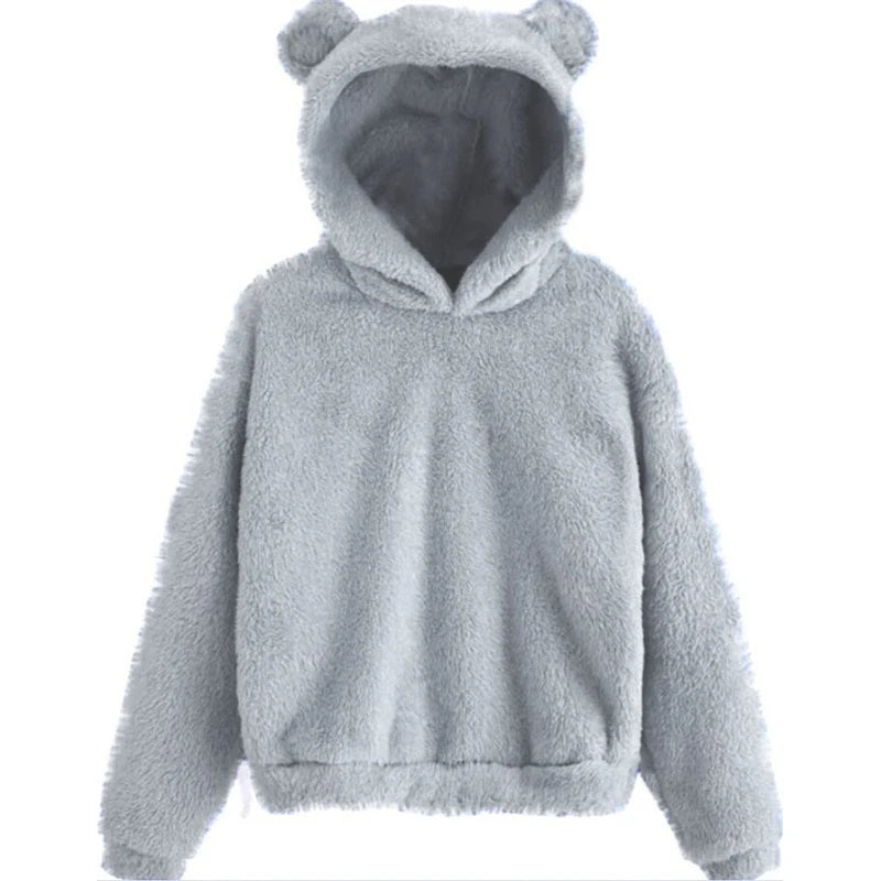 Bear Ear Fluffy Pullover Hoodie