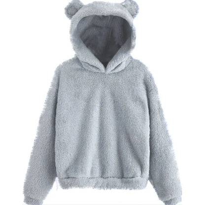 Bear Ear Fluffy Pullover Hoodie